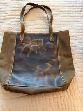 Leather Two-Tone Brown Tote Bag